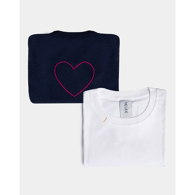 Maglione blu cuore + tshirt